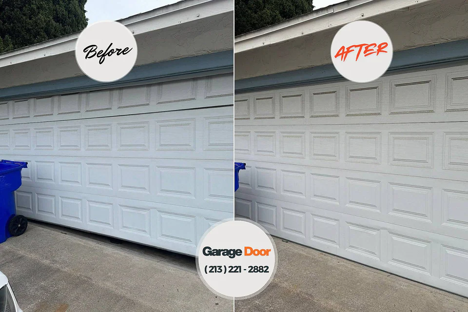 Before and after: garage door repair Conrad, IA